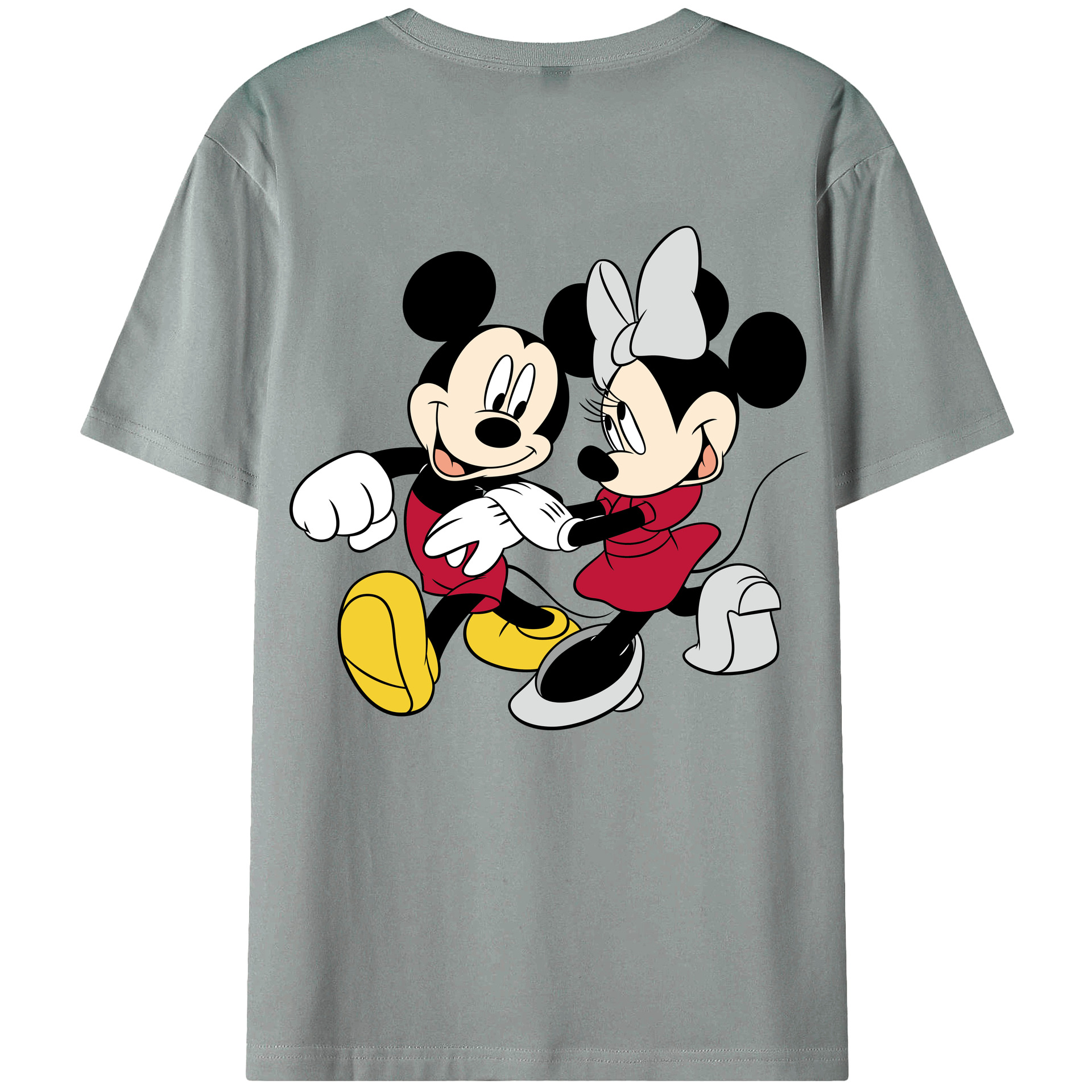 ミッキーマウス Mickey Mouse 綿100％ メンズ半袖Tシャツ（バックプリント） 通気性
